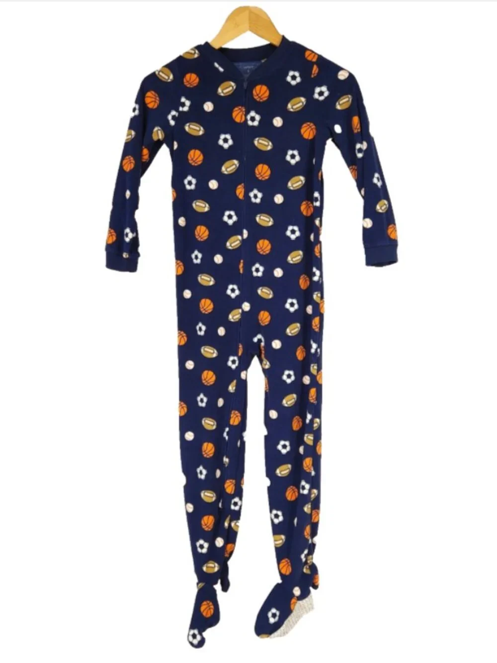 Lot of 2 Carters Boys Blanket Footed Pajamas Size 8 Sports Monster Trucks